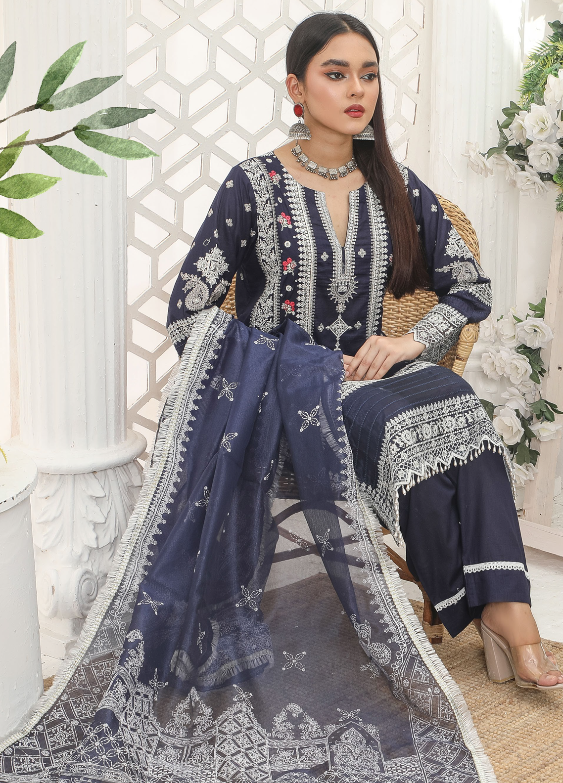 Embroidered Stitched 3 Piece Lawn Suit Design 104 Ready to Wear