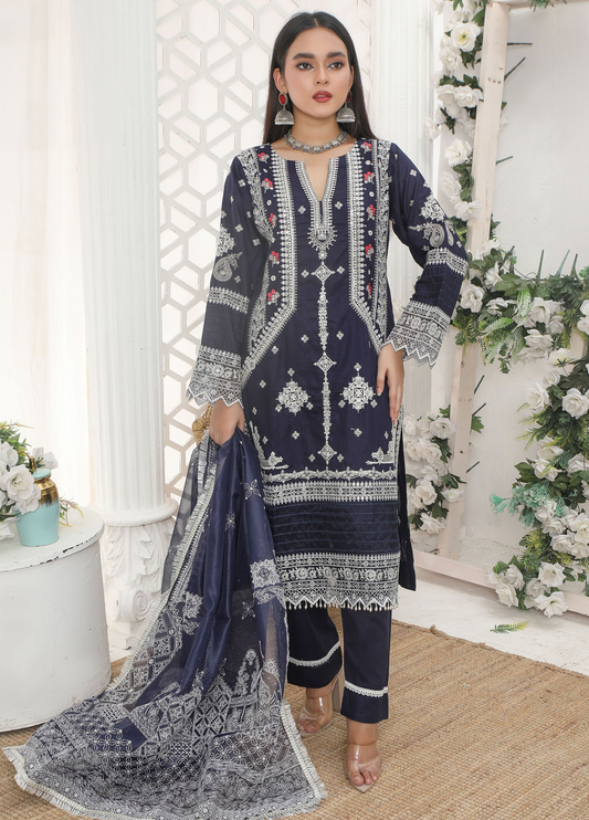 Embroidered Stitched 3 Piece Lawn Suit Design 104 Ready to Wear