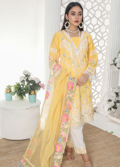 Embroidered Stitched 3 Piece Lawn Suit Design 106 Ready to Wear