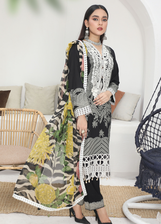 Embroidered Stitched 3 Piece Lawn Suit Design 201 Ready to Wear