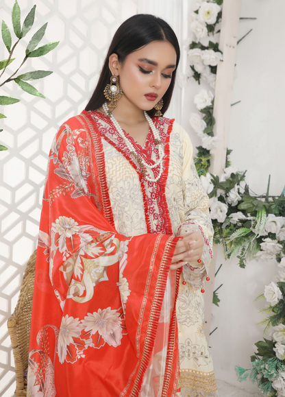 Embroidered Stitched 3 Piece Lawn Suit Design 202 Ready to Wear