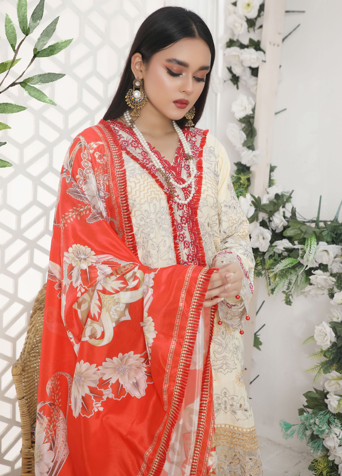 Embroidered Stitched 3 Piece Lawn Suit Design 202 Ready to Wear