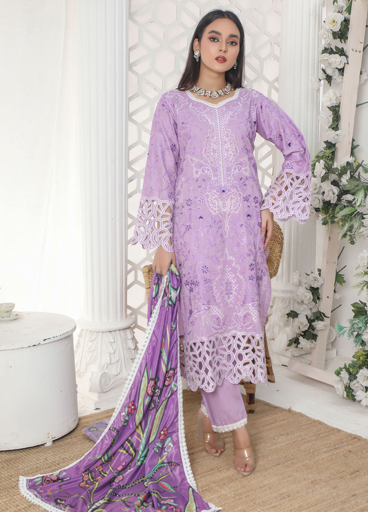 Embroidered Stitched 3 Piece Lawn Suit Design 203 Ready to Wear