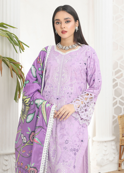 Embroidered Stitched 3 Piece Lawn Suit Design 203 Ready to Wear