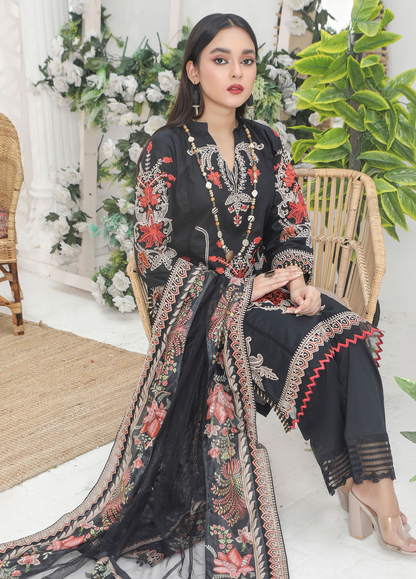 Embroidered Stitched 3 Piece Lawn Suit Design 204 Ready to Wear