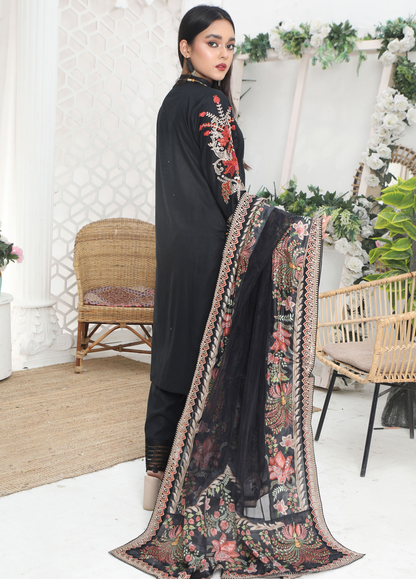 Embroidered Stitched 3 Piece Lawn Suit Design 204 Ready to Wear