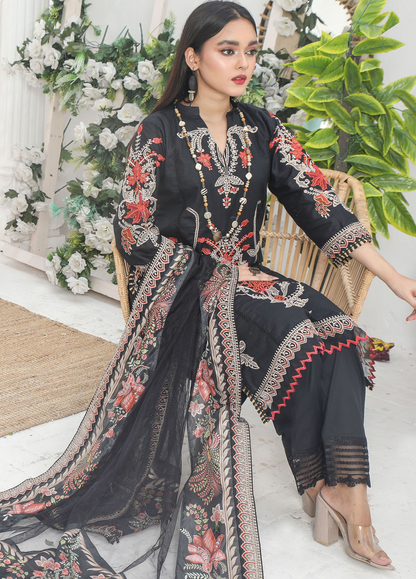 Embroidered Stitched 3 Piece Lawn Suit Design 204 Ready to Wear