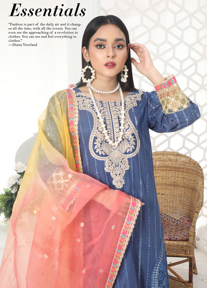 Embroidered Stitched 3 Piece Lawn Suit Design 205 Ready to Wear