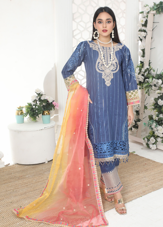 Embroidered Stitched 3 Piece Lawn Suit Design 205 Ready to Wear