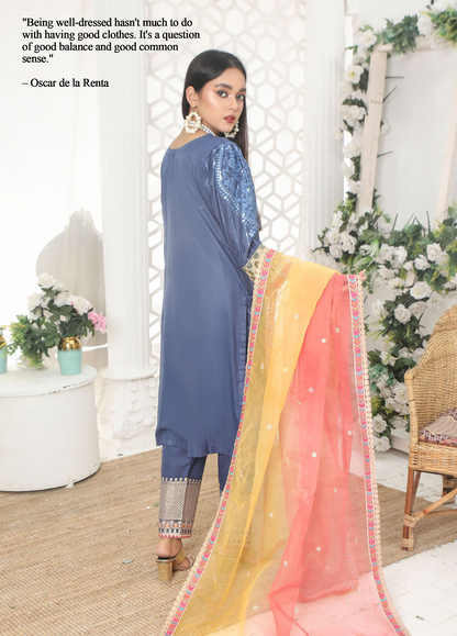 Embroidered Stitched 3 Piece Lawn Suit Design 205 Ready to Wear