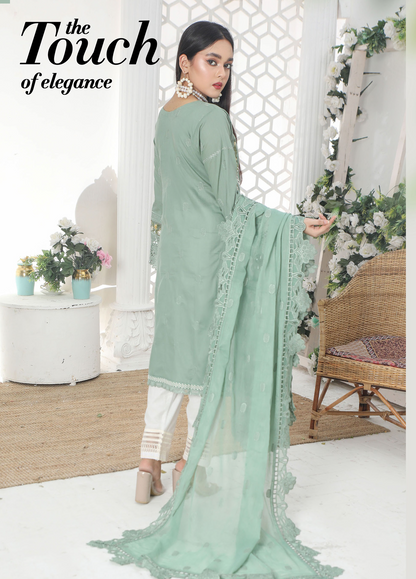 Embroidered Stitched 3 Piece Lawn Suit Design 206 Ready to Wear