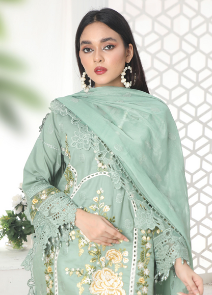 Embroidered Stitched 3 Piece Lawn Suit Design 206 Ready to Wear