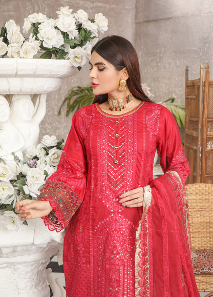 Embroidered Stitched 3 Piece Lawn Suit Design 301 Ready to Wear