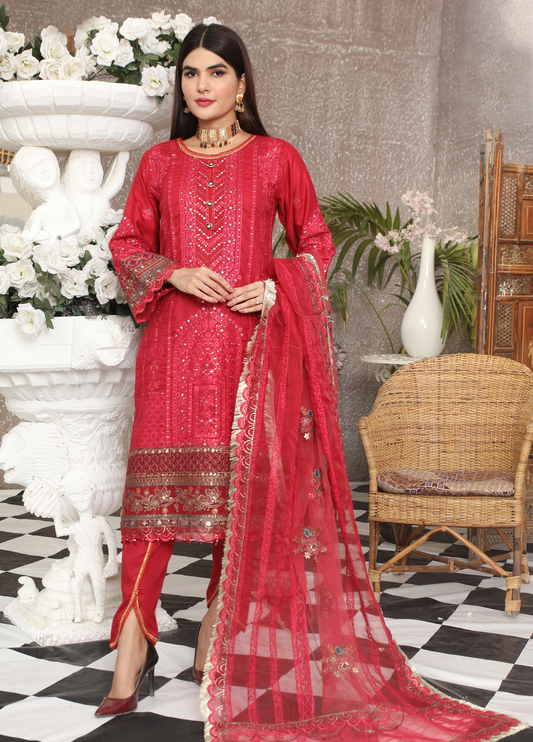 Embroidered Stitched 3 Piece Lawn Suit Design 301 Ready to Wear
