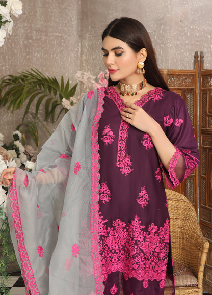 Embroidered Stitched 3 Piece Lawn Suit Design 302 Ready to Wear