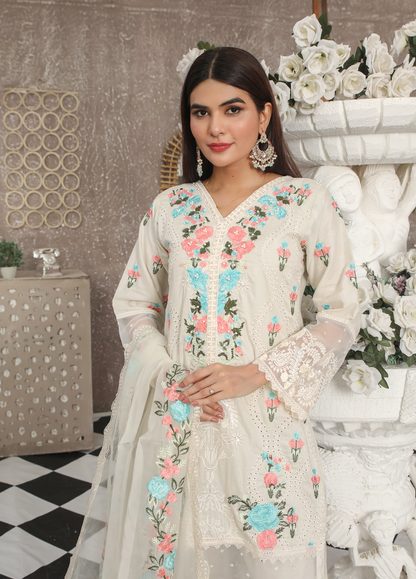 Embroidered Stitched 3 Piece Lawn Suit Design 303 Ready to Wear