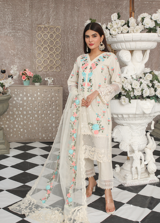 Embroidered Stitched 3 Piece Lawn Suit Design 303 Ready to Wear