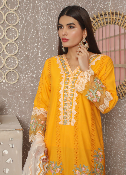 Embroidered Stitched 3 Piece Lawn Suit Design 304 Ready to Wear