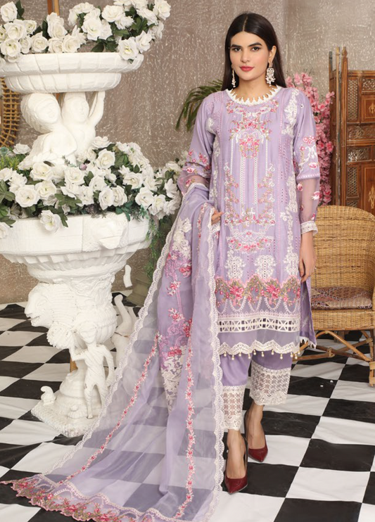 Embroidered Stitched 3 Piece Lawn Suit Design 401 Ready to Wear