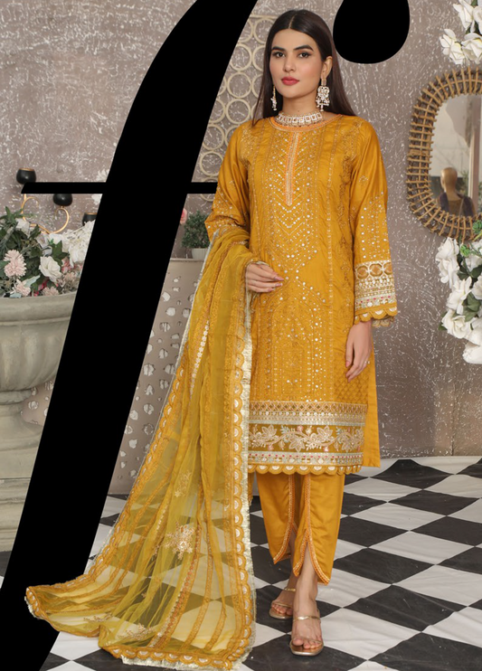 Embroidered Stitched 3 Piece Lawn Suit Design 402 Ready to Wear