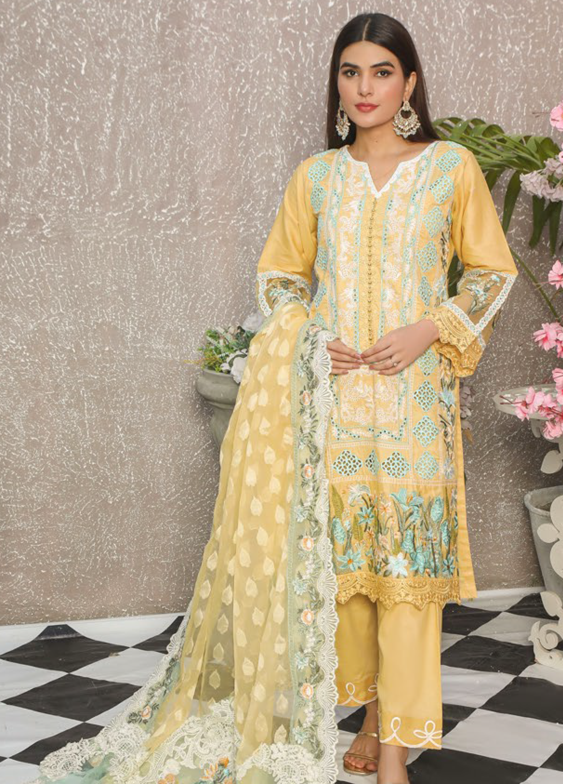 Embroidered Stitched 3 Piece Lawn Suit Design 404 Ready to Wear