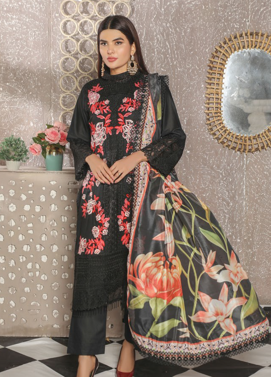 Embroidered Stitched 3 Piece Lawn Suit Design 406 Ready to Wear