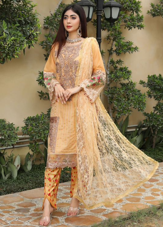 Embroidered Stitched 3 Piece Lawn Suit Design 501 Ready to Wear