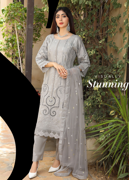 Embroidered Stitched 3 Piece Lawn Suit Design 502 Ready to Wear