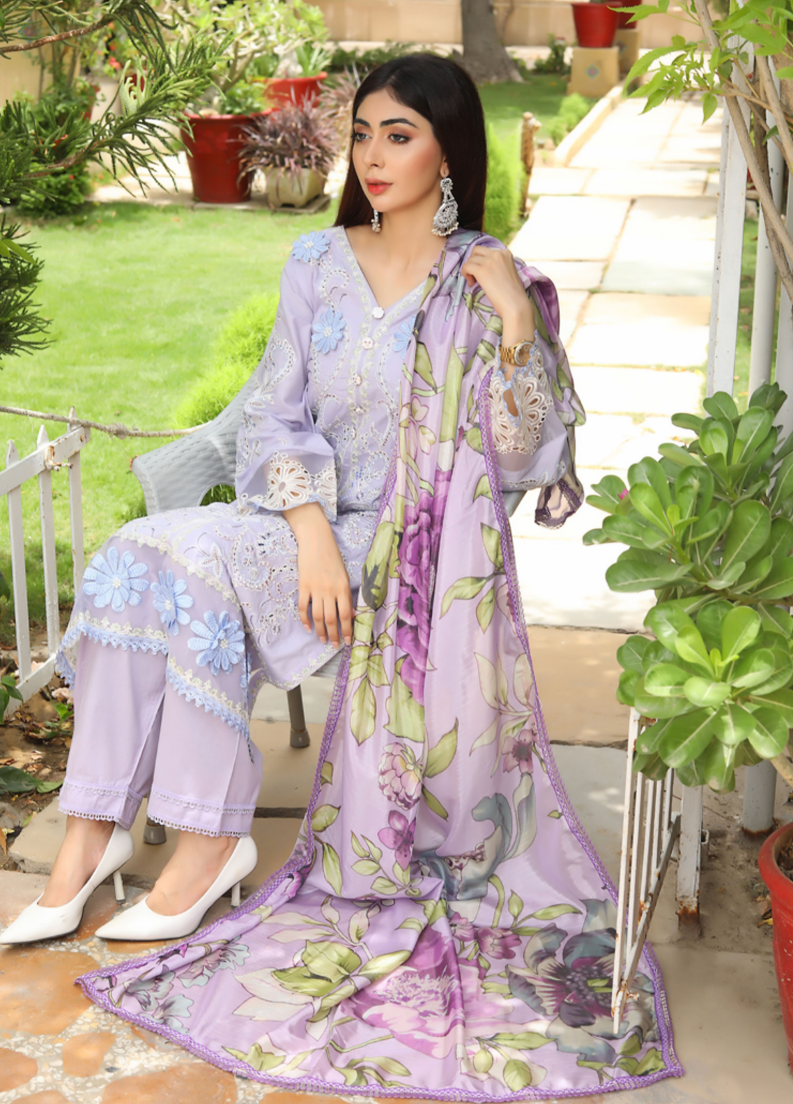 Embroidered Stitched 3 Piece Lawn Suit Design 504 Ready to Wear