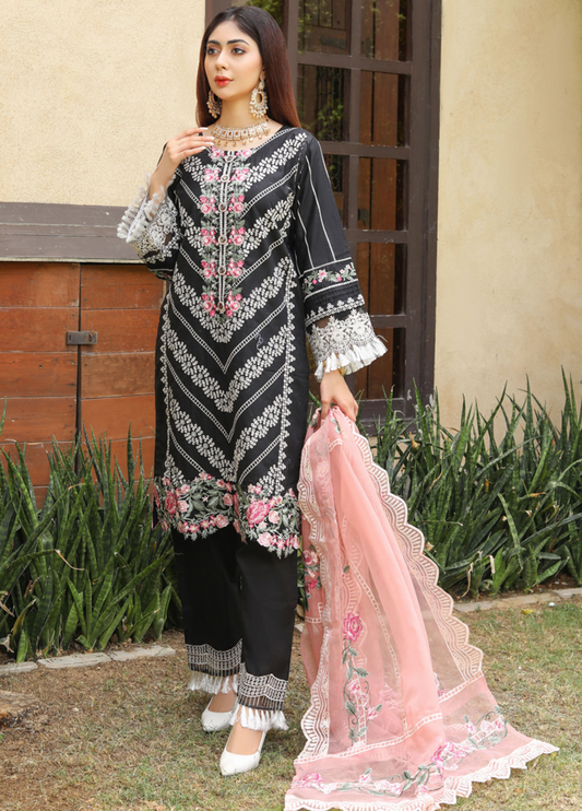 Embroidered Stitched 3 Piece Lawn Suit Design 506 Ready to Wear