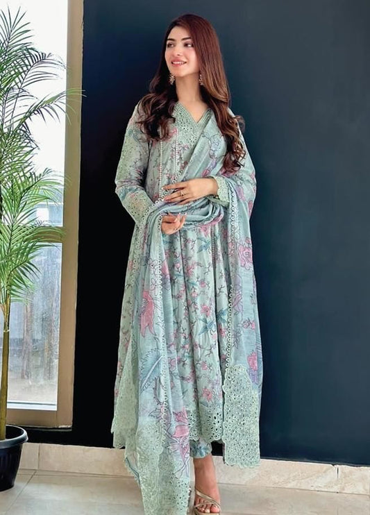 Embroidered Lawn 3 Piece Unstitched Suit IL-D06 - Summer Collection