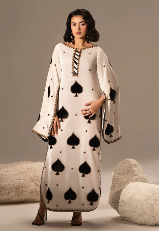 Printed Kaftaan Charmeuse Silk 2 Piece Unstitched Suit FK-SPADE Kaftan - Party Wear