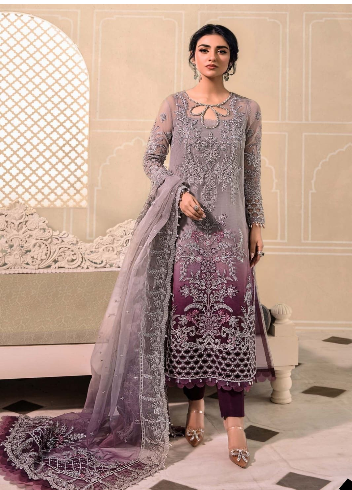 Embroidered Organza 3 Piece Unstitched Suit MBC-BD-2605-23-Party Wear