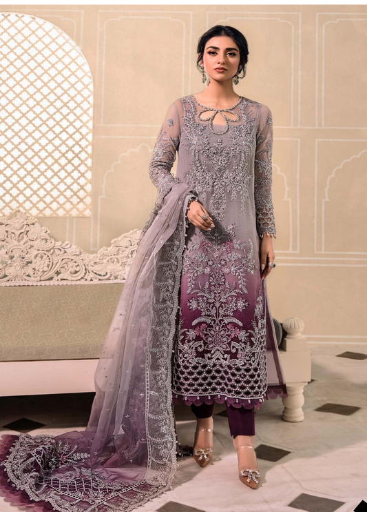 Embroidered Organza 3 Piece Unstitched Suit MBC-BD-2605-23-Party Wear