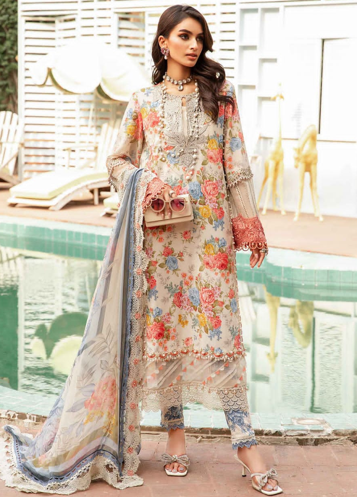 Embroidered Lawn 3 Piece Unstitched Suit MBL-MPT-2204-A-24-Summer Collection