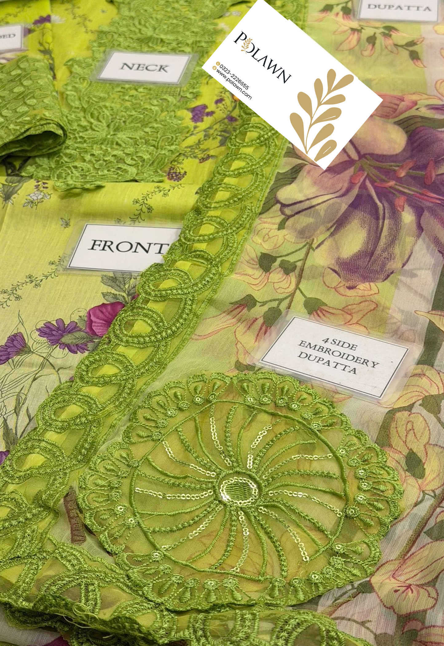 Embroidered Lawn 3 Piece Unstitched Suit MBL-MPT-2909-A-26 - Summer Collection