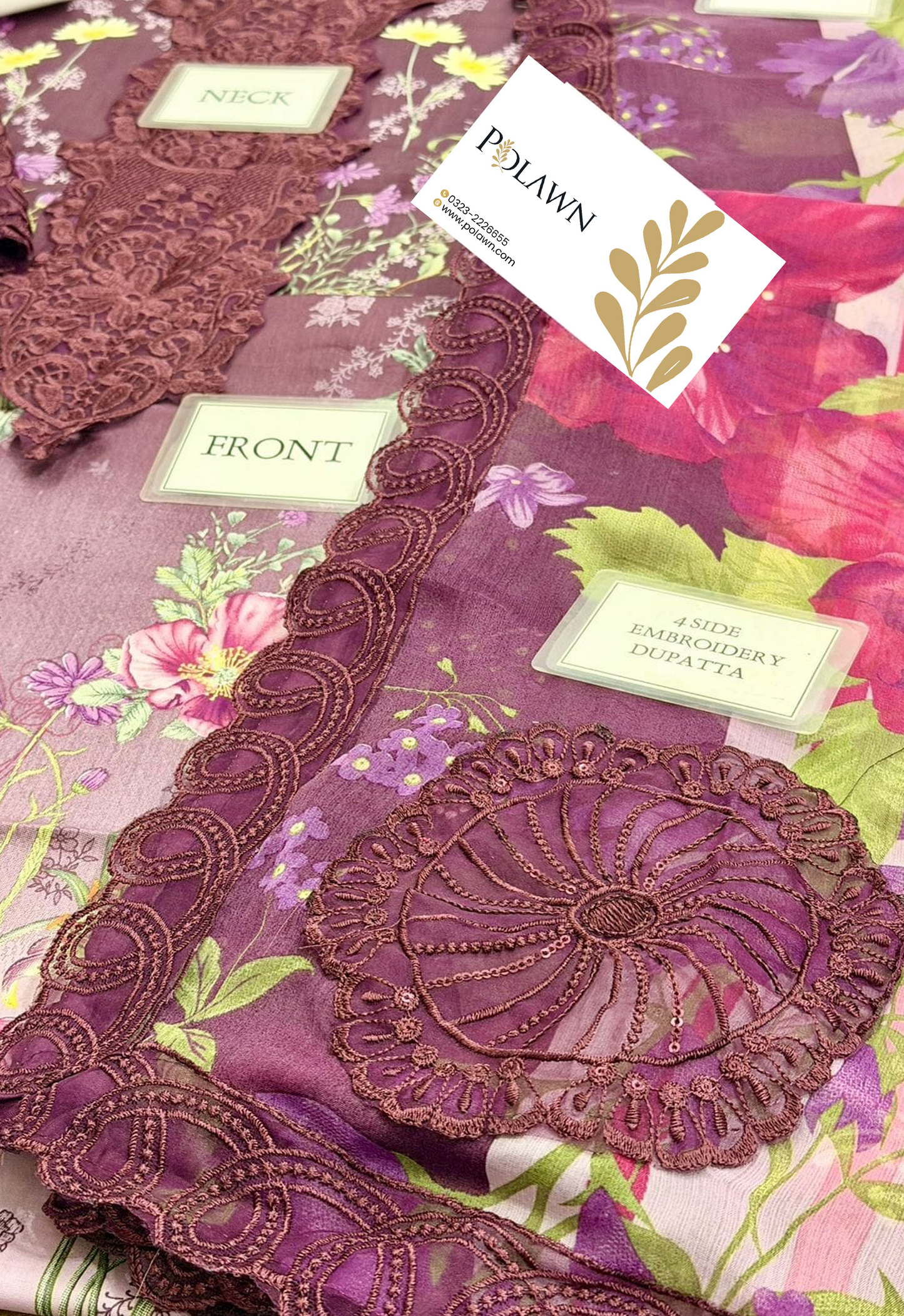 Embroidered Lawn 3 Piece Unstitched Suit MBL-MPT-2909-B-26 - Summer Collection