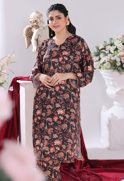 Polawn Printed Stitched 2 Piece Chamuse Silk Suit PB-CHAMUSE-102 - Basic Pret