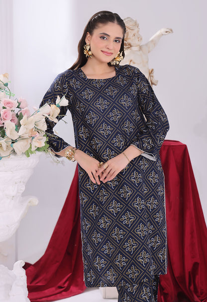 Polawn Printed Stitched 2 Piece Premium Linen Suit PB-LINEN-105 - Basic Pret