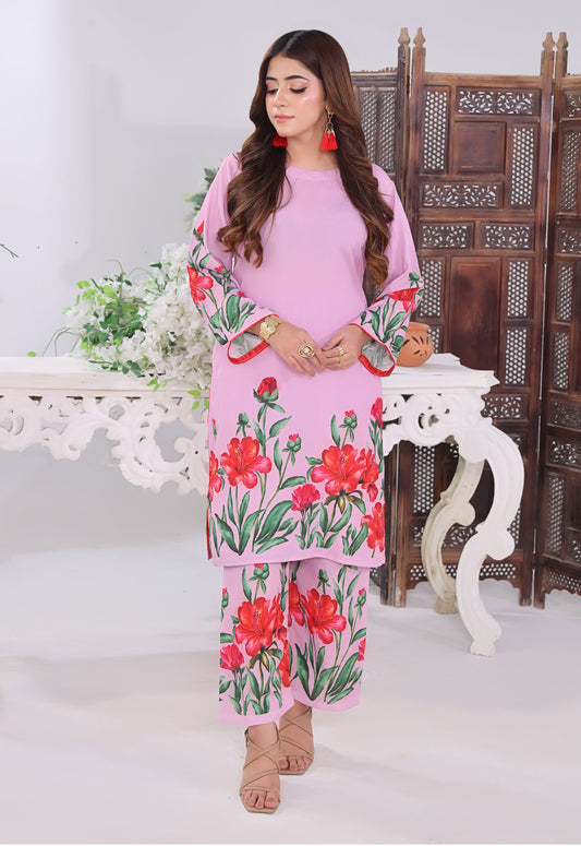 Polawn Printed Stitched 2 Piece Chamuse Silk Suit PB-CHAMUSE-106 - Basic Pret