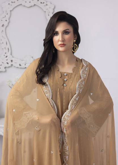 Mansoob By Polawn Embroidered Stitched 3 Piece Chiffon Suit PD-23-103 Ready to Wear