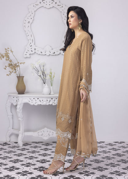 Mansoob By Polawn Embroidered Stitched 3 Piece Chiffon Suit PD-23-103 Ready to Wear