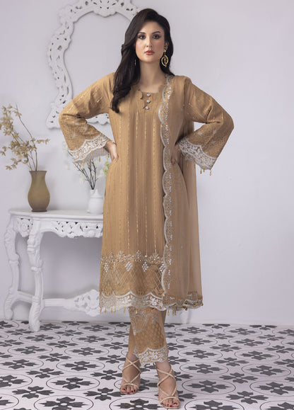 Mansoob By Polawn Embroidered Stitched 3 Piece Chiffon Suit PD-23-103 Ready to Wear