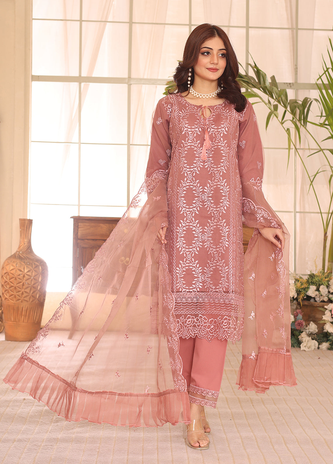 Noor-e-Jahan By Polawn Embroidered Stitched 3 Piece Organza Suit PD-23-301- Ready to Wear