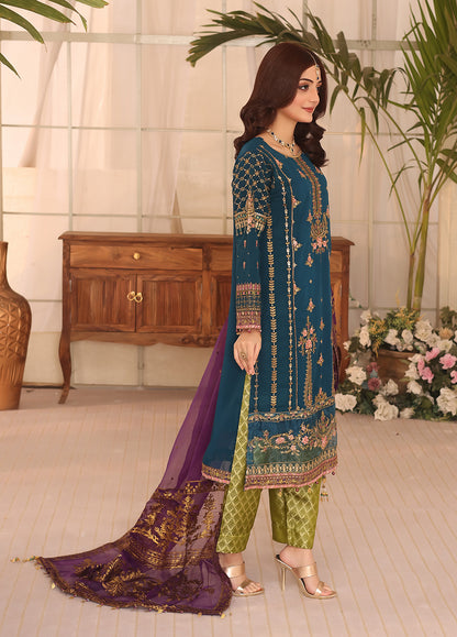 Noor-e-Jahan By Polawn Embroidered Stitched 3 Piece Chiffon Suit PD-23-302- Ready to Wear