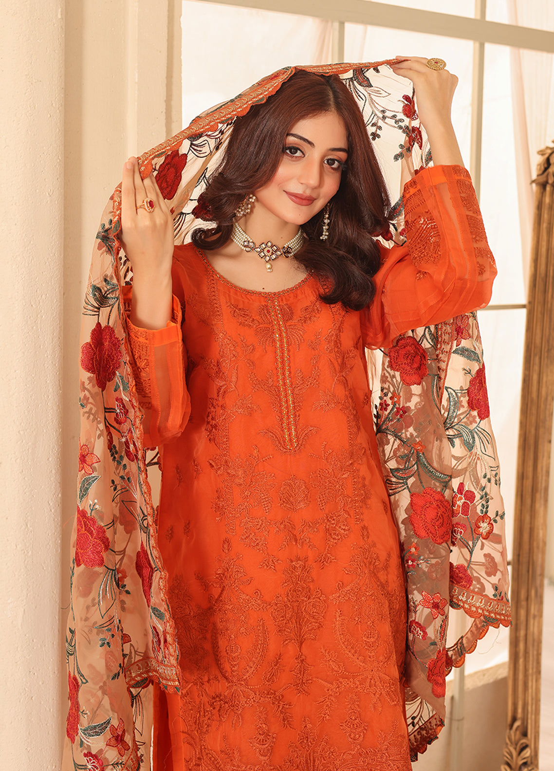 Noor-e-Jahan By Polawn Embroidered Stitched 3 Piece Organza Suit PD-23-303- Ready to Wear