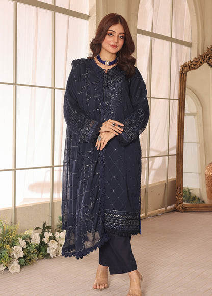 Noor-e-Jahan By Polawn Embroidered Stitched 3 Piece Chiffon Suit PD-23-304- Ready to Wear