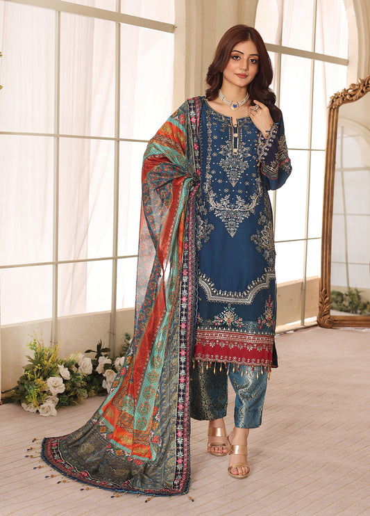 Noor-e-Jahan By Polawn Embroidered Stitched 3 Piece Chiffon Suit PD-23-305- Ready to Wear