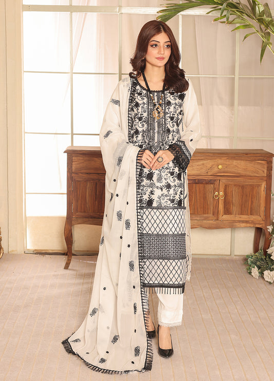 Embroidered Stitched 3 Piece Cotton Net Suit PD-23-306 - Ready to Wear