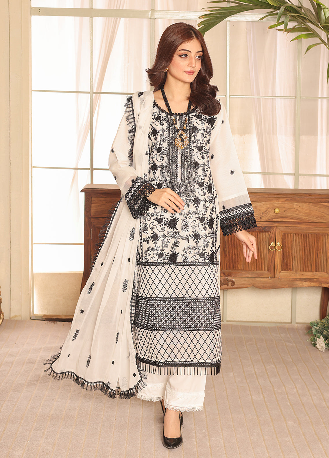 Embroidered Stitched 3 Piece Cotton Net Suit PD-23-306 - Ready to Wear